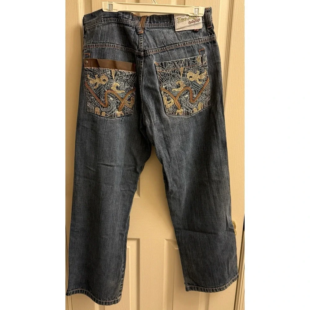 5ive Jungle Jeans Mens 36 Blue Denim. Jungle‎ Walk Of Life. Y2k. Leather Rare